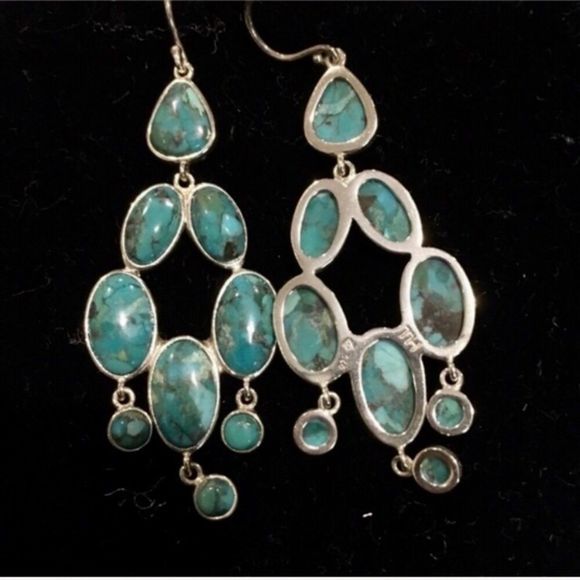 SILPADA Turquoise Sterling Silver Vieques Chandelier Drop Dangle Earrings W3289 - Picture 8 of 10